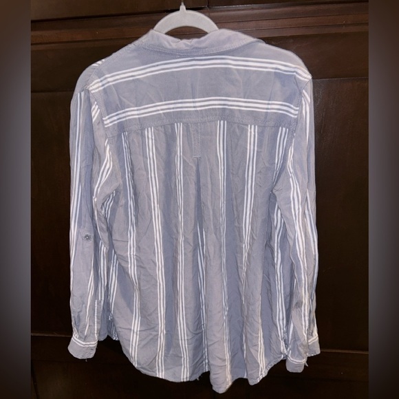 BeachLunchLounge Striped Button Down Shirt Beach Coverup Blue Large - Picture 2 of 3